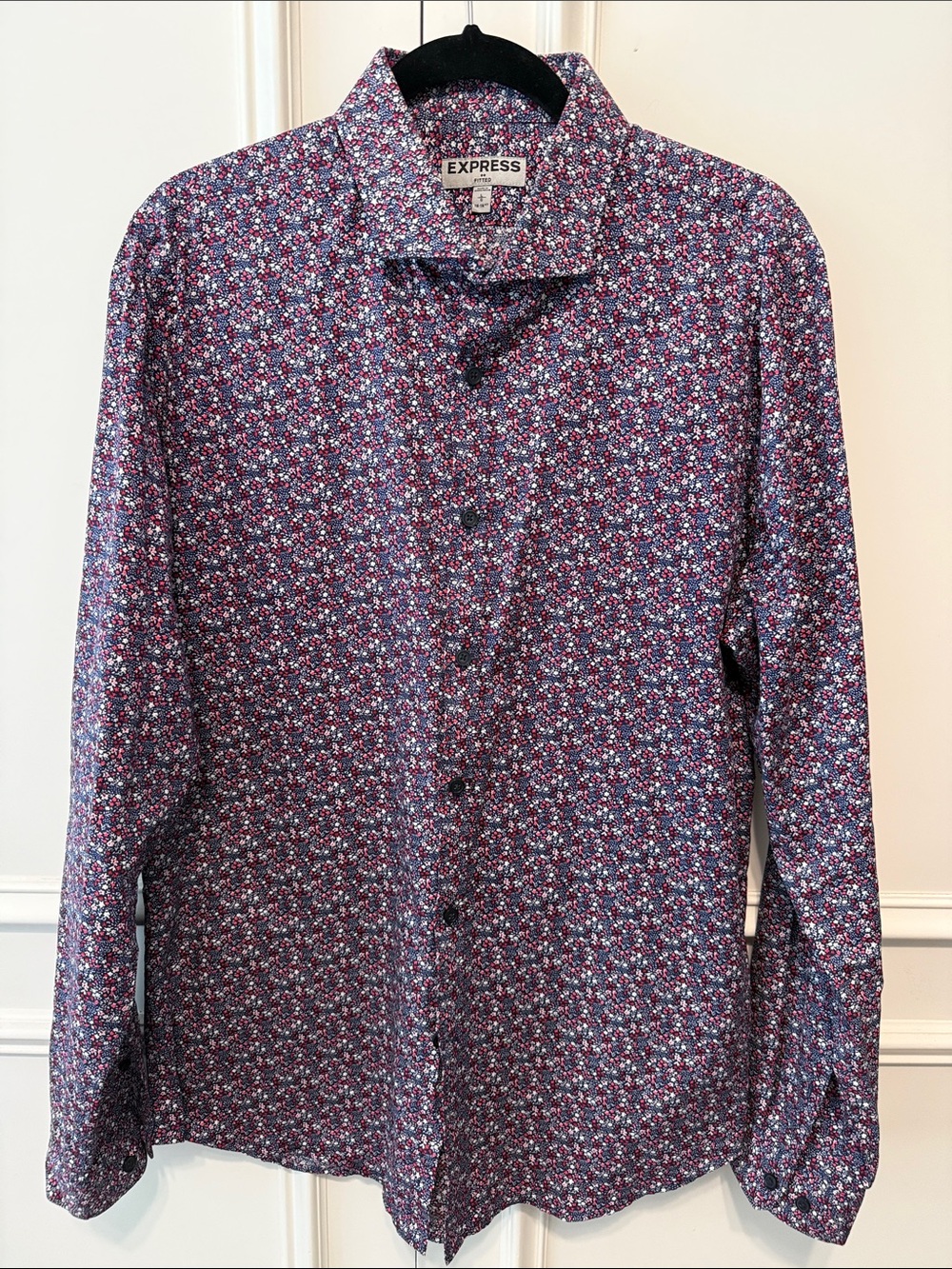 Express Men’s Purple Micro Floral Button-Down Shirt